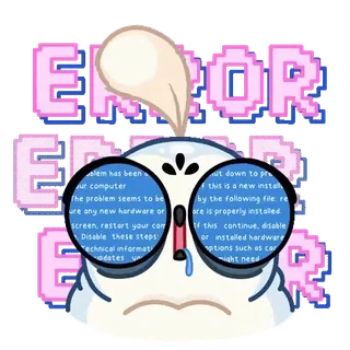 🤩 ERROR błąd, komputer, awaria, smutny, pixel art, kreskówka telegram sticker