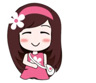 😀 女孩, 卡通, 可爱, 粉色, 花 whatsapp sticker