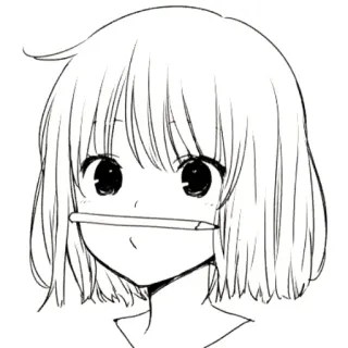 😮 สาวอนิเมะ, การ์ตูน, ภาพประกอบ, ภาพวาด, ดินสอ telegram sticker