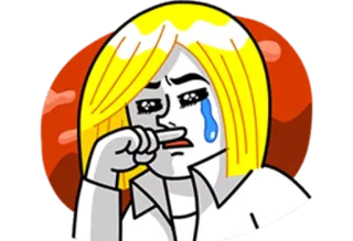 😪 грустный, плачущий, эмоция, расстроенный, мультфильм, блондинка whatsapp sticker