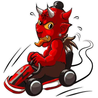 🚗 demônio, diabo, kart, desenho animado, corrida, engraçado, brincalhão, personagem telegram sticker