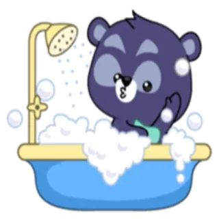 🛁 ours, dessin animé, bain, savon, mignon, animal telegram sticker