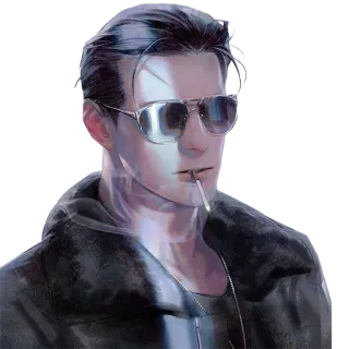 😎 man, sunglasses, cigarette, portrait, fashion, cool, serious, style telegram sticker