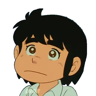 😐 anime, boy, sad, cartoon, illustration, portrait, character telegram sticker