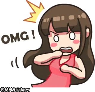 😱 OMG! omg, shocked, cartoon, girl, surprised, exclamation telegram sticker