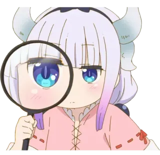 🔍 Kanna Kamui Miss Kobayashi's Dragon Maid 动漫, 龙, 康娜, 康娜卡姆依, 放大镜 telegram sticker