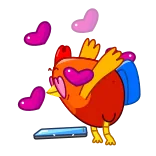 ❤️ Pássaro de desenho animado, Amor, Corações, Animado, Fofo, Personagem telegram sticker