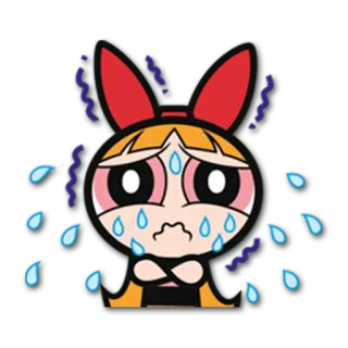 😥 Blossom The Powerpuff Girls cartoon, crying, sad, tears, girl telegram sticker