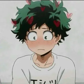 🥦 Izuku Midoriya My Hero Academia Tシャツ Anime, Manga, My Hero Academia, Deku, Izuku Midoriya, mignon, coeurs, rougir telegram sticker