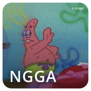 😝 Patrick Star NGGA patrick estrela, nickelodeon, desenho animado, ofensivo, spongebob, palavrões telegram sticker