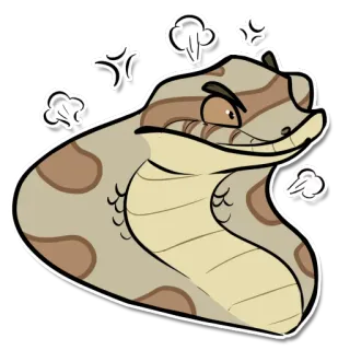 😡 serpiente, enojado, reptil, cobra, dibujo animado, vapor whatsapp sticker
