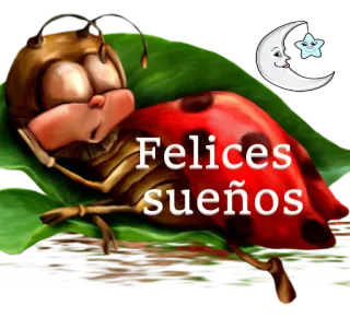 😴 Felices sueños coccinella, dormire, luna, stella, buonanotte, sogni d'oro whatsapp sticker