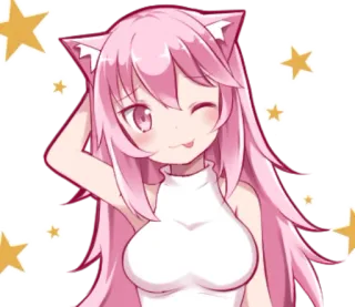 😅 Anime, Neko girl, Cheveux roses, Kawaii, Mignon telegram sticker