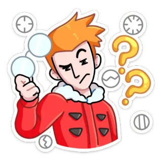 🤔 Cartoon, Denken, Frage, Verwirrt, Mann, Cartoonfigur whatsapp sticker