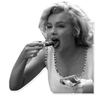 🍗 Marilyn Monroe актриса, монохром, еда, Мэрилин telegram sticker