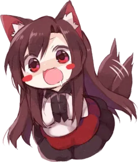😃 애니, 귀여운, 치비, 고양이귀, 만화, 카와이, 동물 귀, 팬아트 telegram sticker