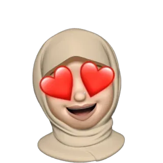 😍 Biểu tượng cảm xúc, Hijab, Tình yêu, Mắt trái tim, Hồi giáo, Tôn giáo, Khăn trùm đầu whatsapp sticker