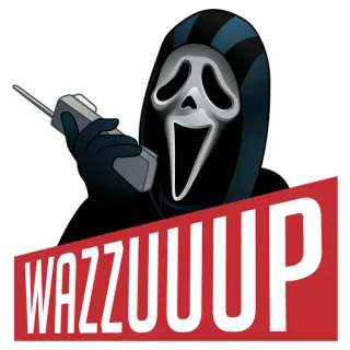 👋 Ghostface Scream WAZZUUP Ghostface, Scream, Wazzup, Movie, Horror telegram sticker