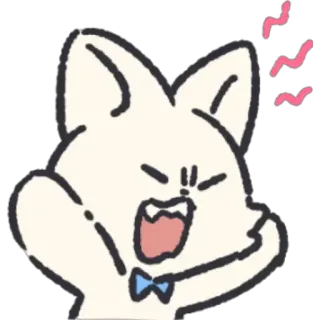 🤬 kucing, marah, terkejut, kartun, hewan, putih, dasi kupu-kupu telegram sticker
