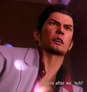 😯 Kazuma Kiryu Yakuza You're after me, huh? yakuza, gioco, kazuma kiryu, personaggio, videogioco telegram sticker