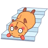 🫠 cute, animal, cartoon, illustration, stairs, funny telegram sticker