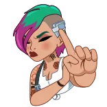 🙅♀️ V Cyberpunk 2077 cyberpunk, character, video game, middle finger, offensive, V, Cyberpunk 2077 telegram sticker