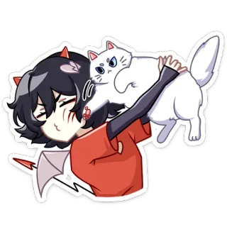 😡 Anime, Dessin animé, Démon, Chat, Mignon, Autocollant telegram sticker