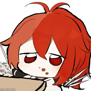 💠 @HAWKS anime, chibi, red hair, art telegram sticker