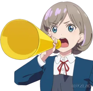 🦋 Anime, Megafon, Berteriak, Bersorak, Kartun, Remaja, Gadis telegram sticker