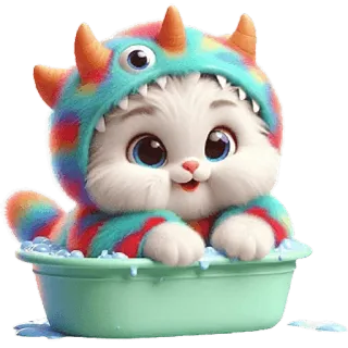 🛁 kot, kociak, dinozaur, słodki, kreskówka, zwierzę, zwierzak, zabawny telegram sticker