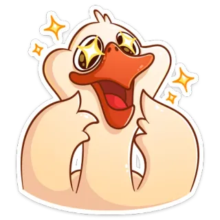 🤩 pato, pássaro, animal, fofo, feliz, brilhante, emoji telegram sticker