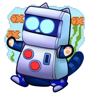 😃 cat, robot, game, pixel art, cute, animal, retro, mascot telegram sticker