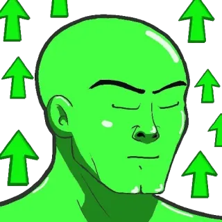 💹 verde, meme, votar arriba, flecha, ilustración, hombre whatsapp sticker