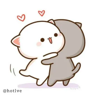 😍 @hotlve cat, cute, hug, love, kawaii telegram sticker