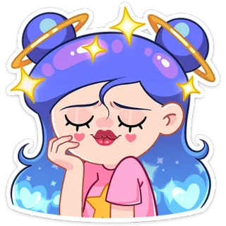 😔 kartun, gadis, imut, anime, stiker, bintang telegram sticker