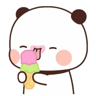 😋 Panda, Helado, Lindo, Dibujos animados, Comida, Postre whatsapp sticker