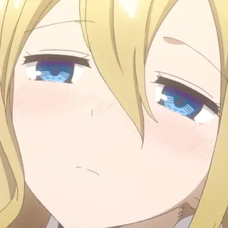 😳 Anime, Mädchen, blonde Haare, blaue Augen, gelangweilt, müde, Gesicht telegram sticker