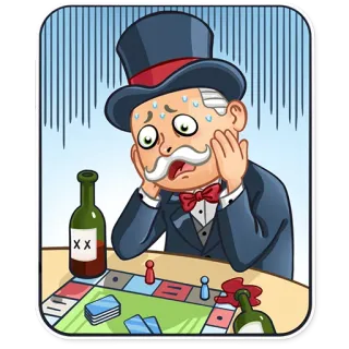 😱 Mr. Monopoly Monopoly Brettspiel, Panik, gestresst, Alkohol, verärgert, Spiel telegram sticker