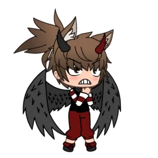 🤬 Anime, Kartun, Iblis, Sayap, Marah telegram sticker