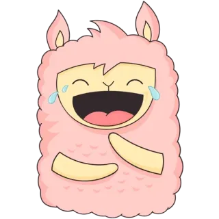 😂 lama, dessin animé, rose, rire, joyeux, mignon, alpaga telegram sticker