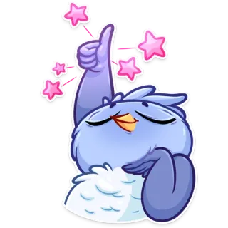 👍 bird, thumbs up, stars, cute, emoji telegram sticker