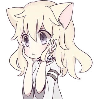 Белая кошка-девочка @Nyasticks telegram stickers