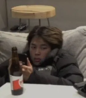 ⛄ person, beer, indoors, sitting, smartphone telegram sticker
