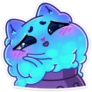 ☺️ แมว, การ์ตูน, น่ารัก, สติกเกอร์, คาวาอิ, สีฟ้า, สีม่วง telegram sticker