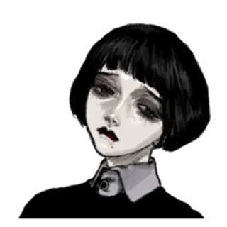 😞 triste, goth, donna, oscuro, arte telegram sticker