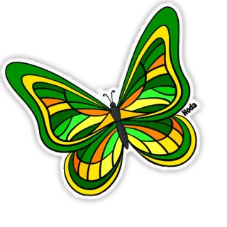 💚 Noda mariposa, insecto, verde, amarillo, naturaleza, pegatina, arte whatsapp sticker