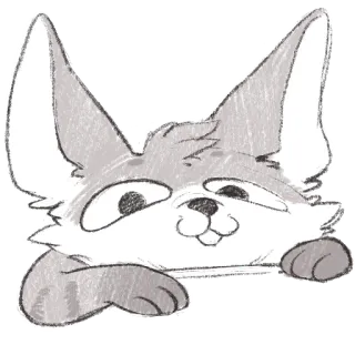 🙂 キツネ, 可愛い, 動物, アニメ, スケッチ, イラスト, ケモノ whatsapp sticker