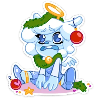 🎄 hoạt hình, thiên thần, giáng sinh, đồ trang trí, dễ thương, hào quang telegram sticker