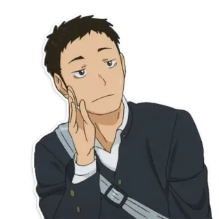😯 Anime, Personaje, Uniforme escolar, Expresión, Aburrido, Puchero telegram sticker
