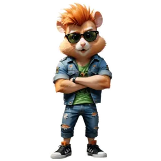 🐹 anthropomorphic, mouse, cartoon, character, cool, sunglasses, denim, animal telegram sticker